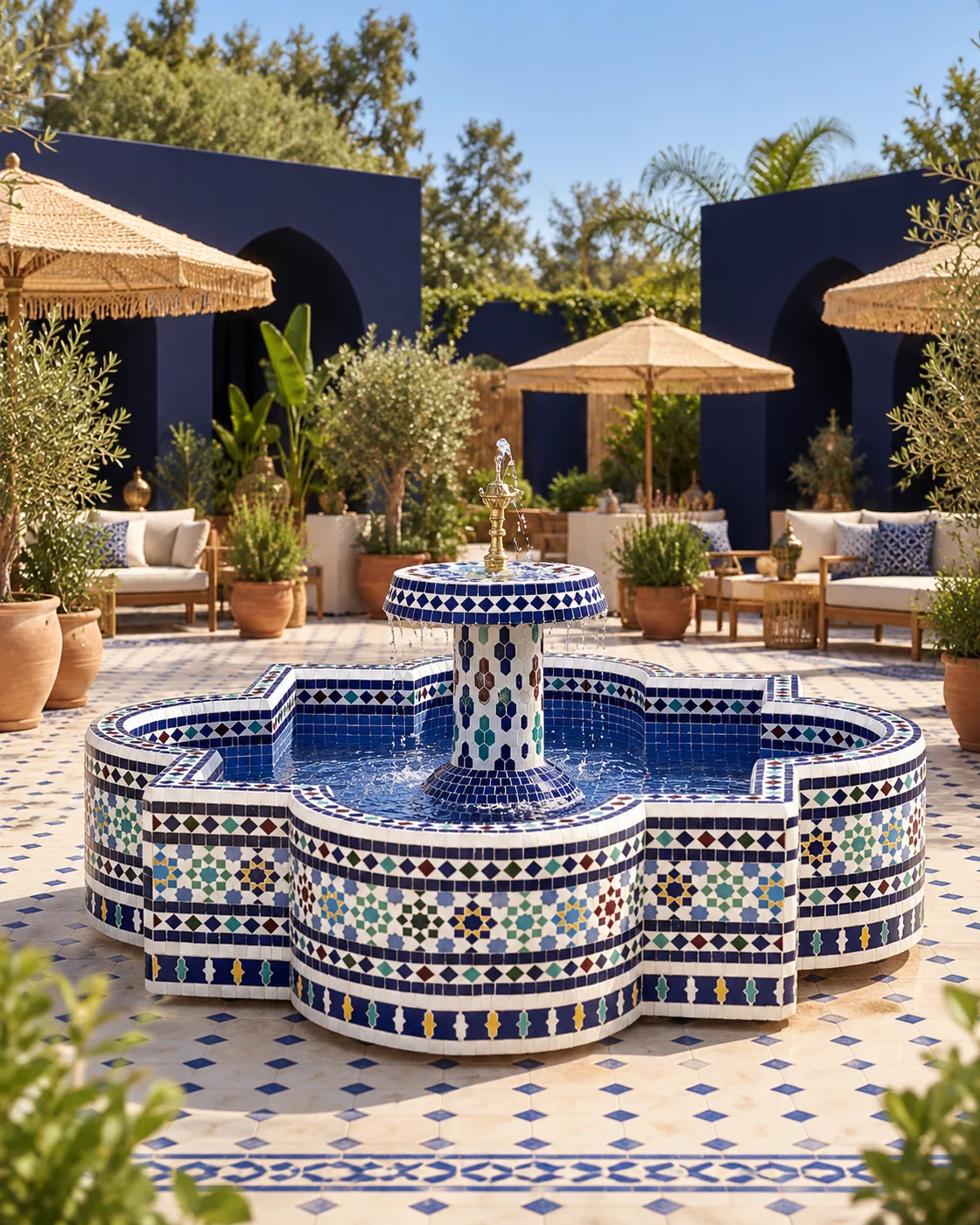 Fontaine traditionnelle marocaine dans une réception